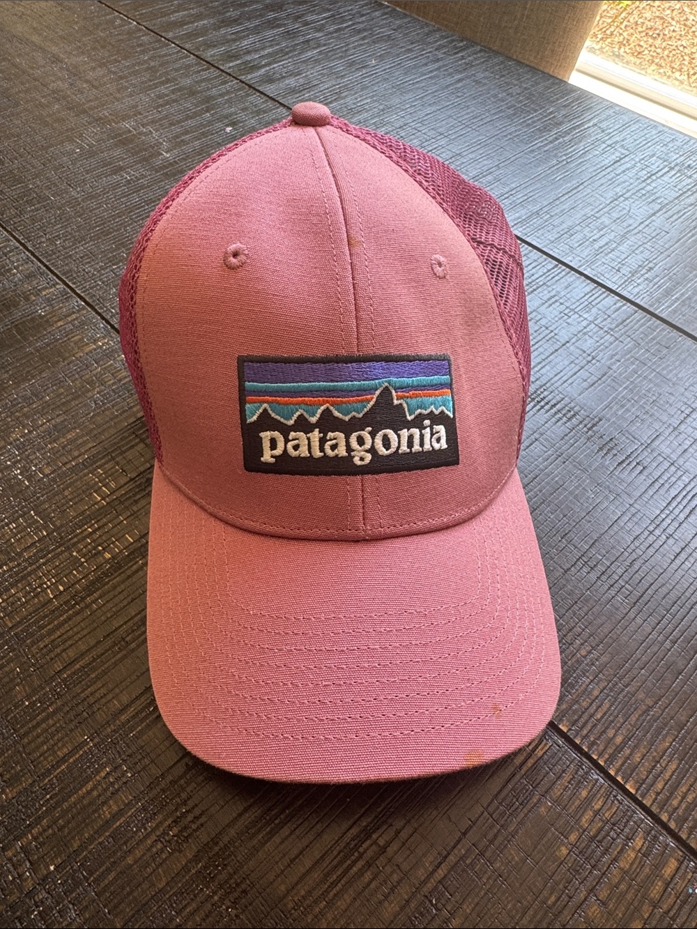 Patagonia Dusty Pink Trucker Cap with Mountain Patch
